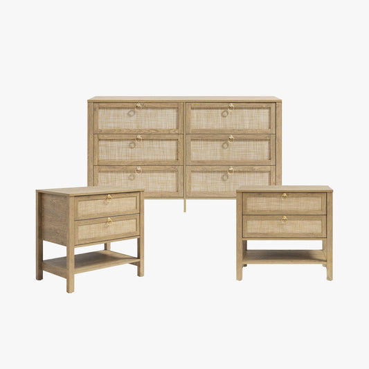 Terra 6 Drawers Dresser And 2 Drawers Nightstands Sets