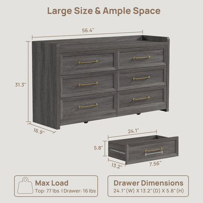 Helio White 6 Drawers Dresser
