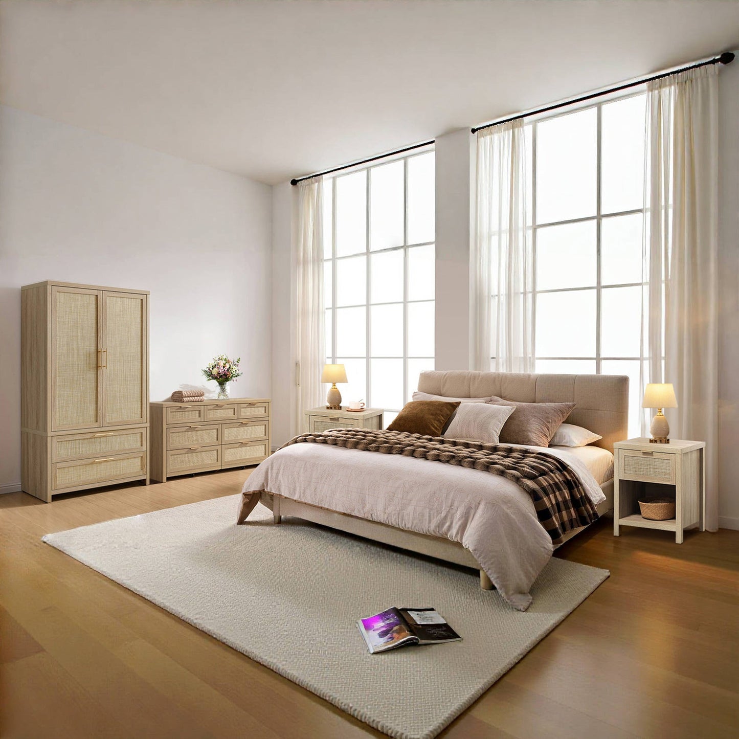 Savanna Dresser, Nightstand and Wardrobes Closet Set