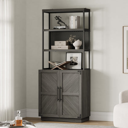 Willow 2 Doors Bookshelf, 75.3 Inch Tall