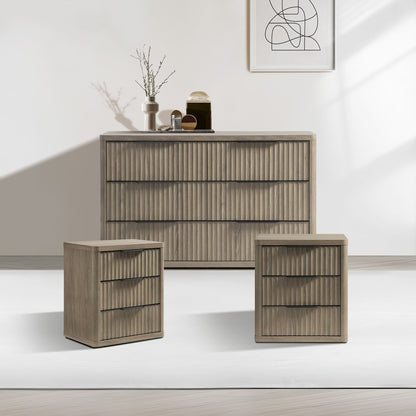 Cas 6 Drawers Dresser and 3 Drawers Nightstands Set for Bedroom