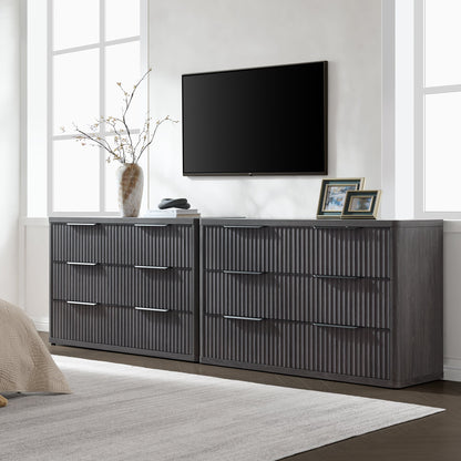 Cas 6 Drawers Dresser and 3 Drawers Nightstands Set for Bedroom