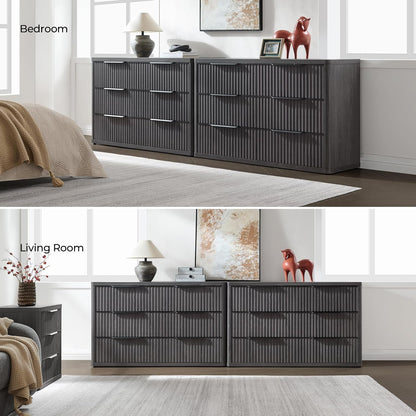 Cas 6 Drawers Dresser and 3 Drawers Nightstands Set for Bedroom