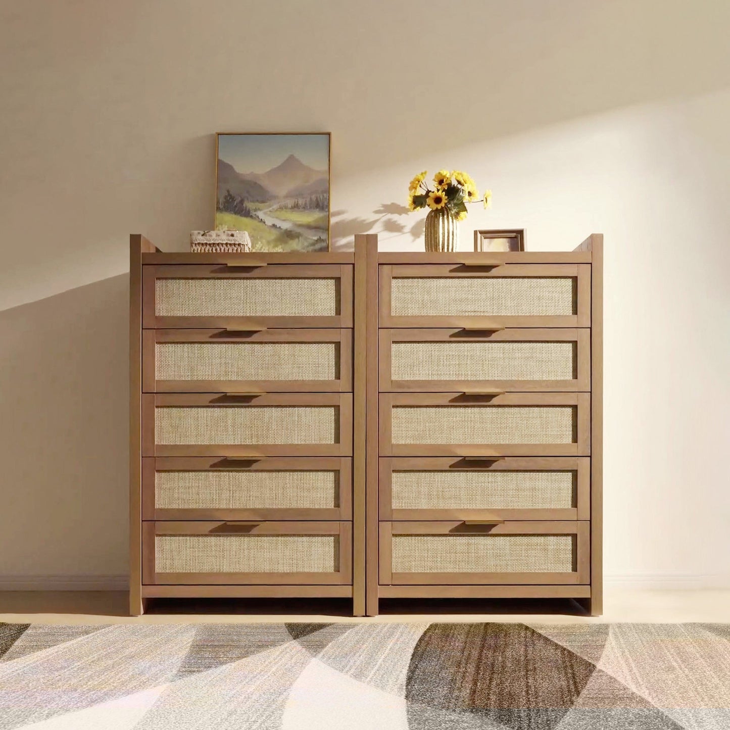 Savanna Rattan Dresser, 5 Drawers