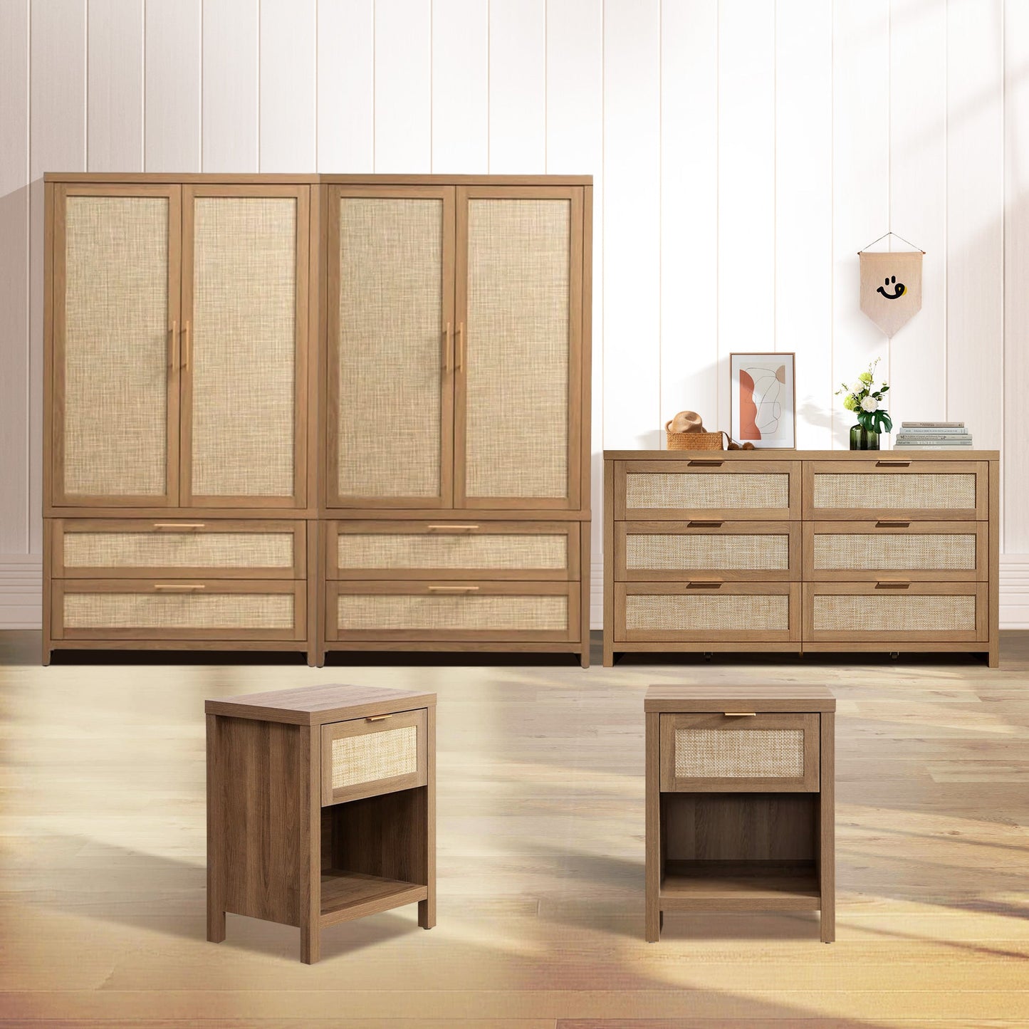 Savanna 6-Drawer Dresser, Wardrobe and Nightstand Set