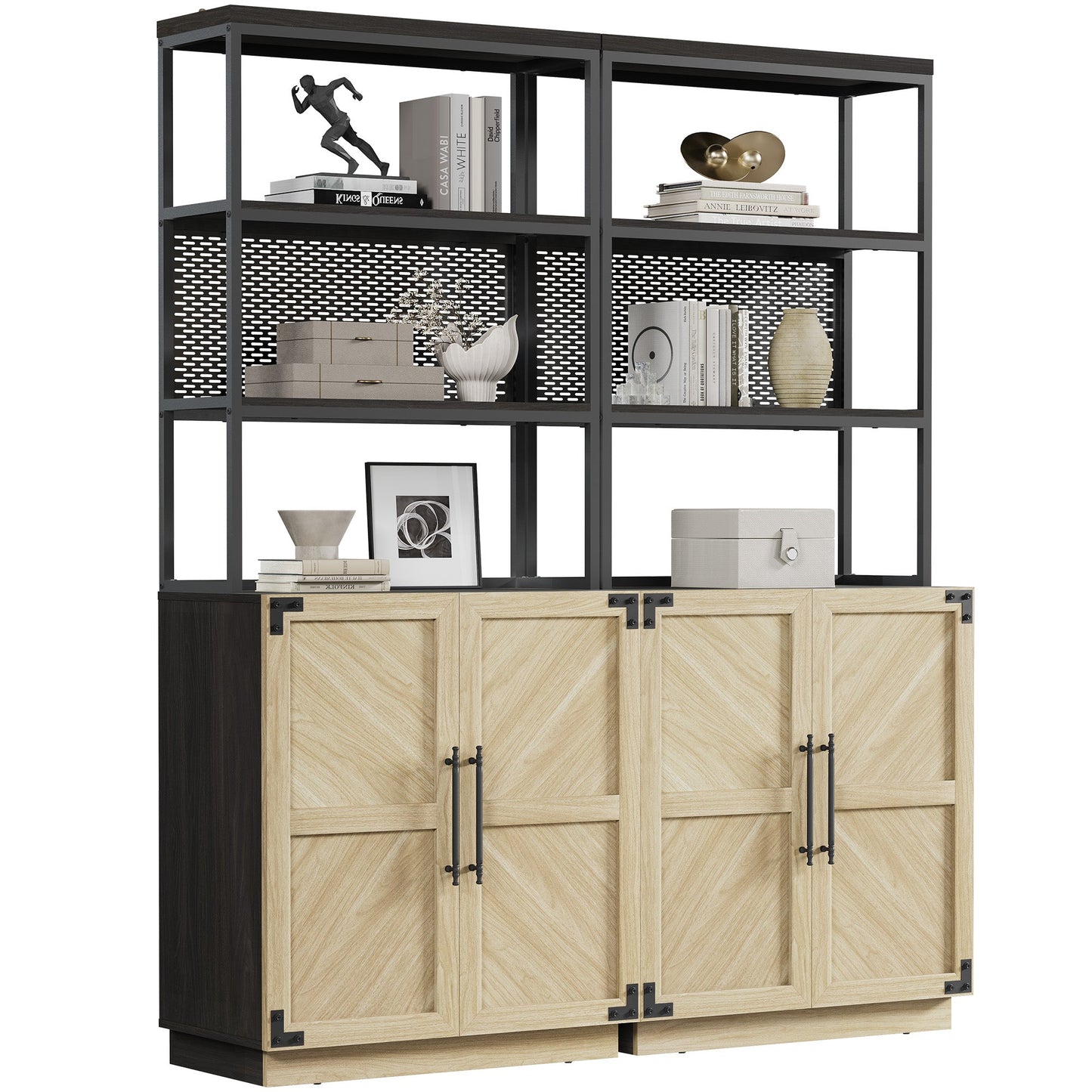 Willow 2 Doors Bookshelf, 75.3 Inch Tall