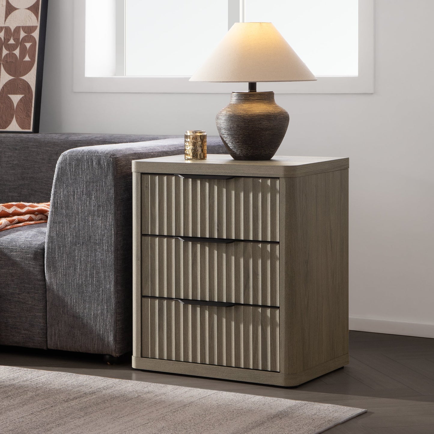 Cas 3 Drawers Dresser, Black Handle