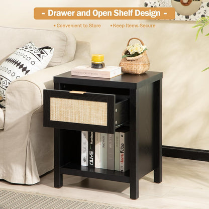 Savanna Rattan Nightstand with 1 Drawer