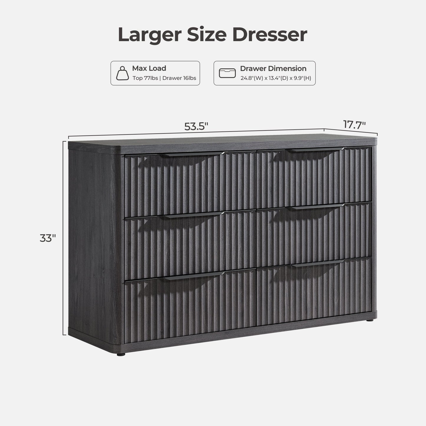 Cas 6 Drawers Dresser and 3 Drawers Nightstands Set