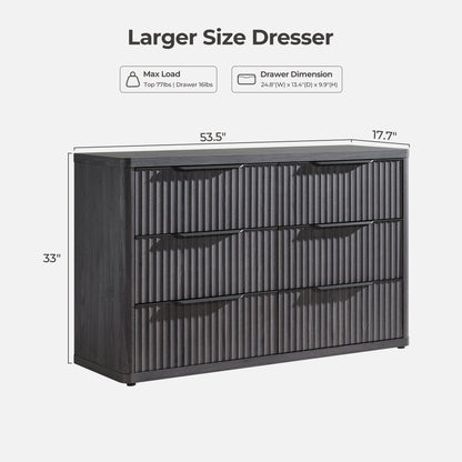 Cas 6 Drawers Dresser and 3 Drawers Nightstands Set