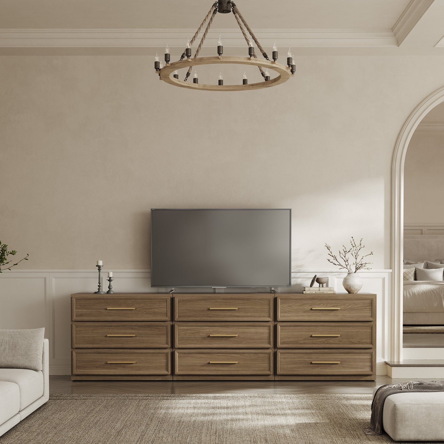 Crescent Nightstand, 3 Drawers
