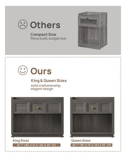 Helio 6-Drawer Dresser and Nightstands Set For Bedroom