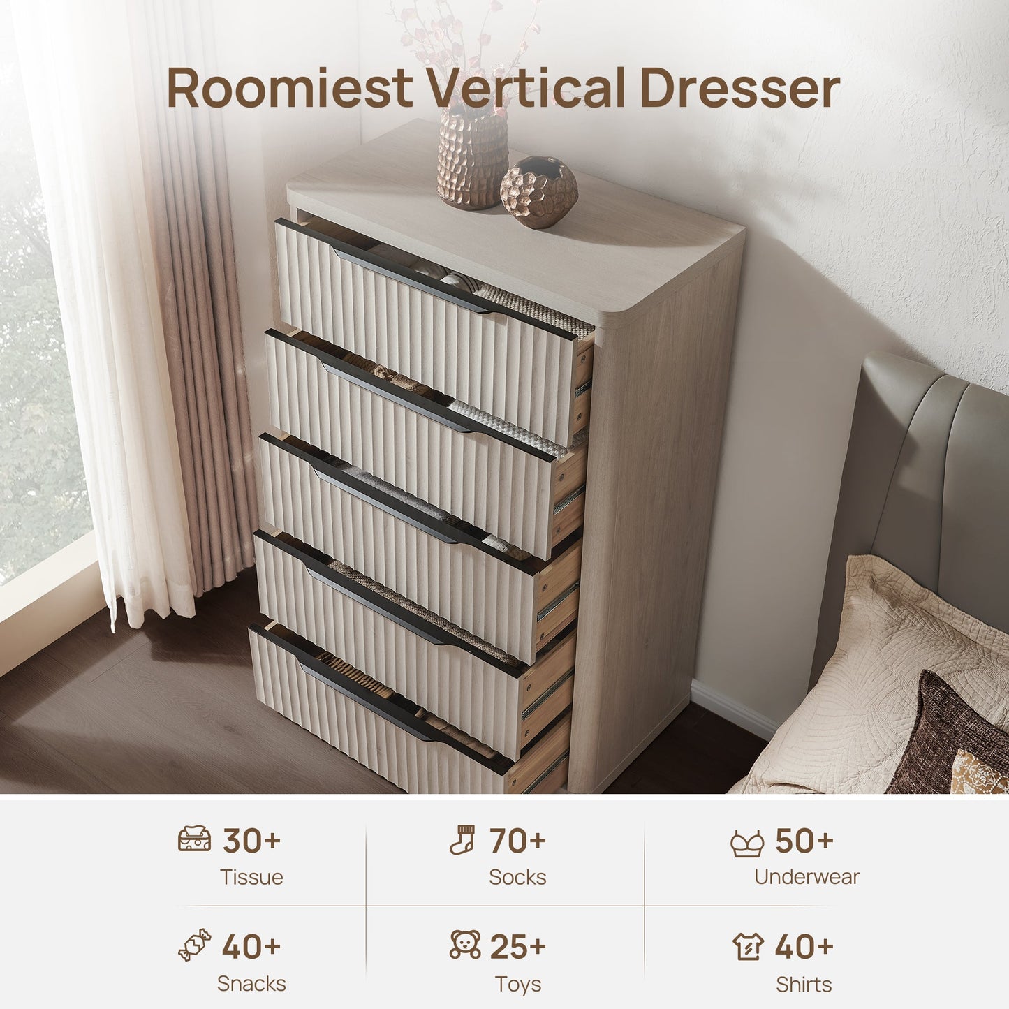 Cas Tall 5 Drawers Dresser