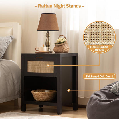 Savanna Rattan Nightstand with 1 Drawer