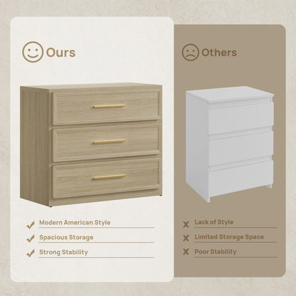 Crescent Nightstand, 3 Drawers
