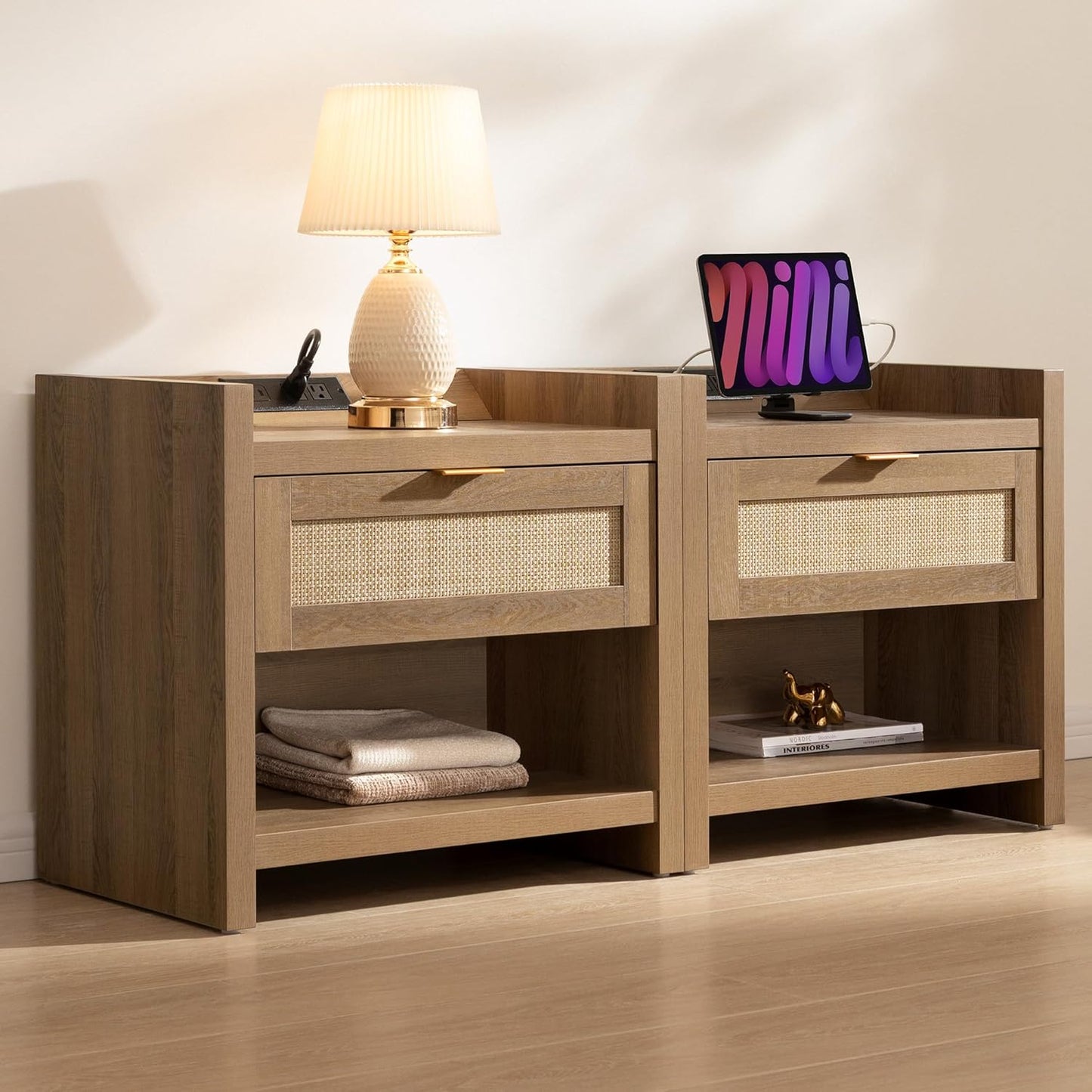 Savanna Rattan Nightstand with Drawer
