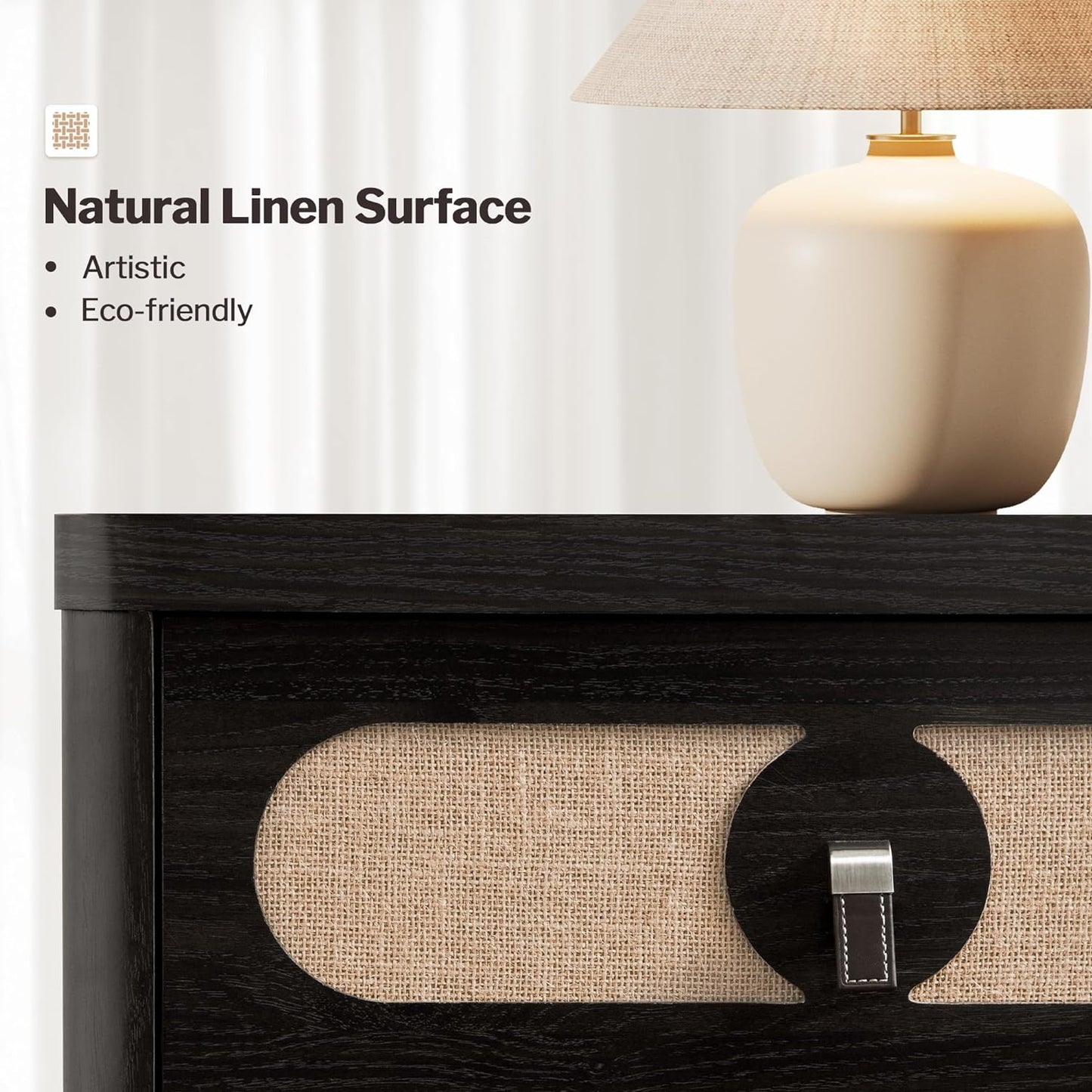 Black Nightstand with Drawer,24Inch