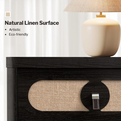 Black Nightstand with Drawer,24Inch
