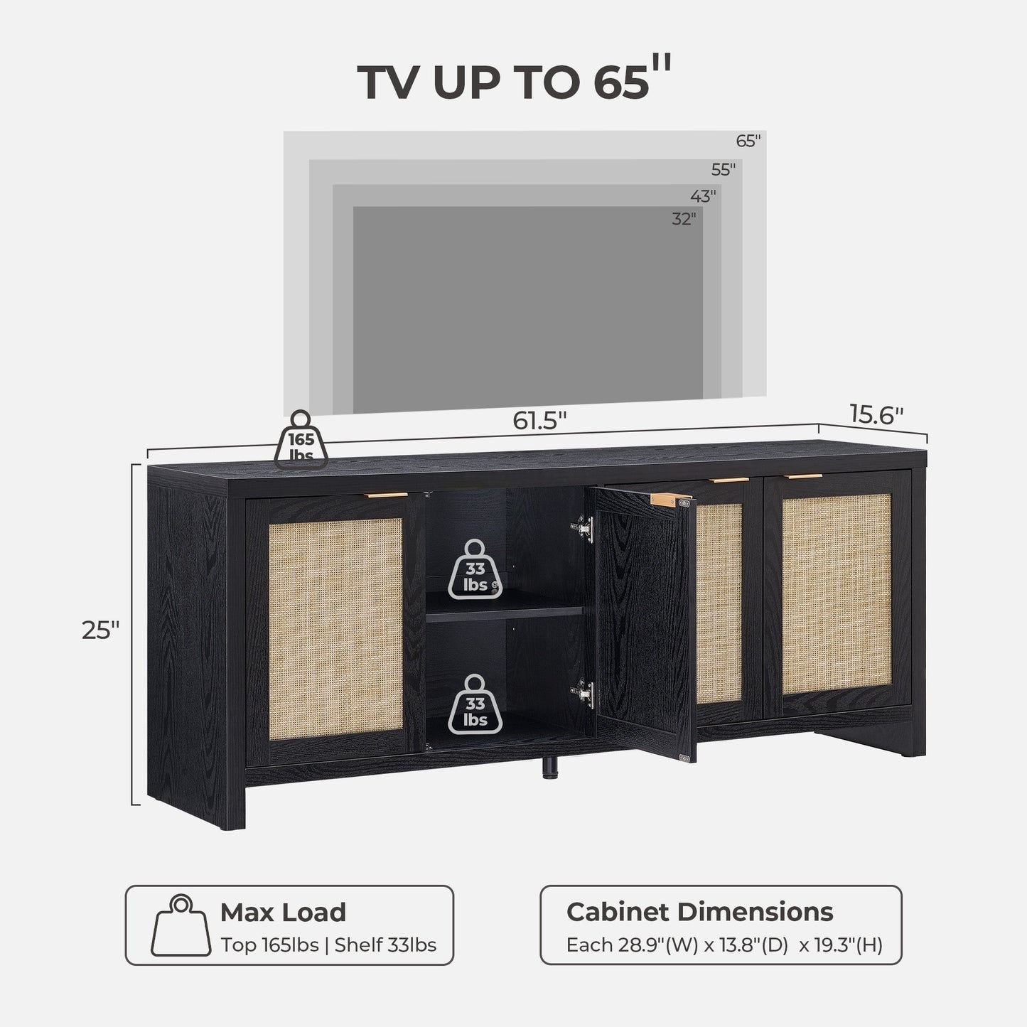 Savanna Sideboard Cabinet, 4 Doors