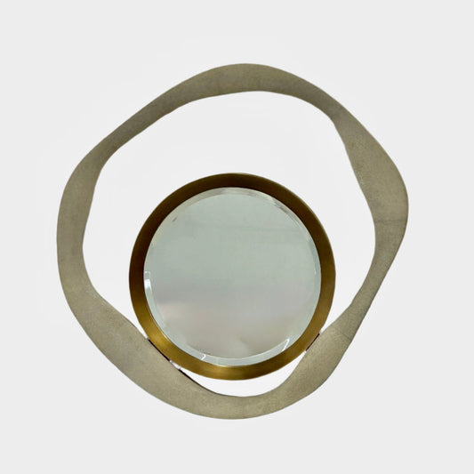 Miroir R&amp;Y Augousti Lily M, miroir en galuchat crème, laiton