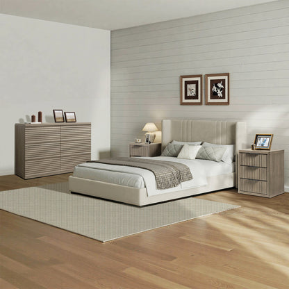 Stria 6-Drawer Dresser and Cas 3-Drawer Nightstand Set