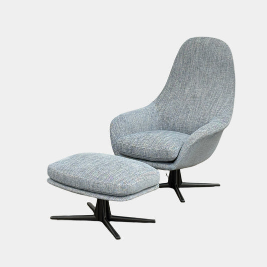 Fauteuil pivotant et pouf Poliform Marlon (2 housses disponibles)