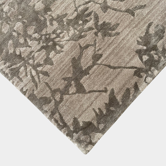 Tapis en laine et soie beige chêne 9x12