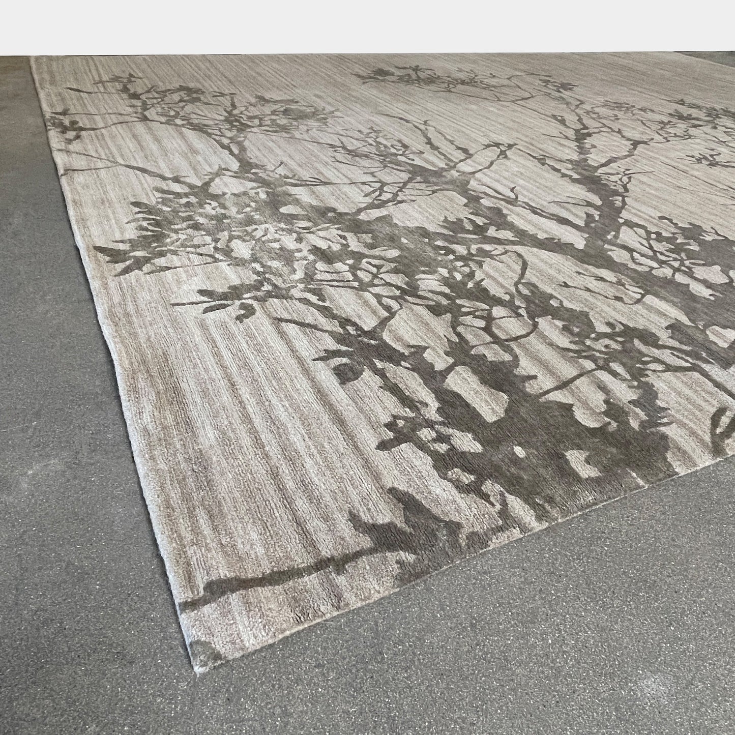 Tapis en laine et soie beige chêne 9x12