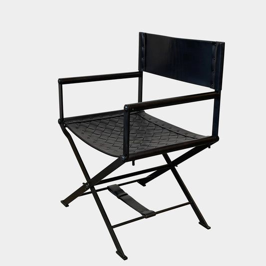 Fauteuil de réalisateur en cuir Nero de Bottega Veneta