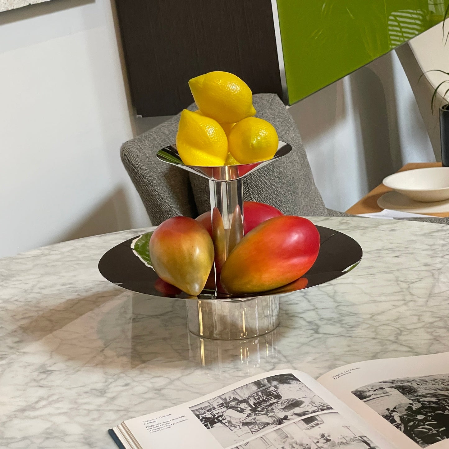 Centre de table à fruits en argent Driade