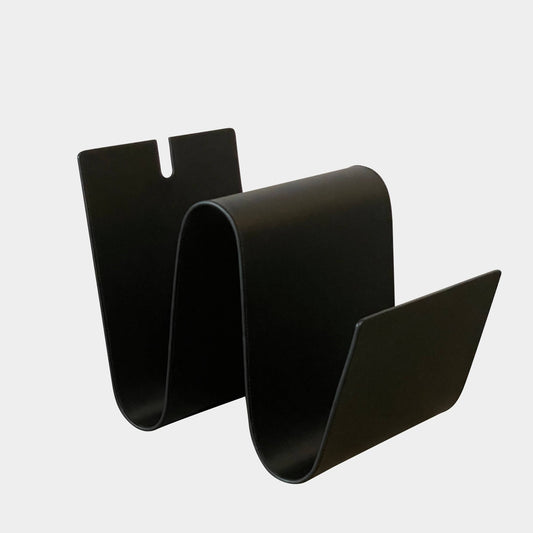 Porte-revues en cuir noir