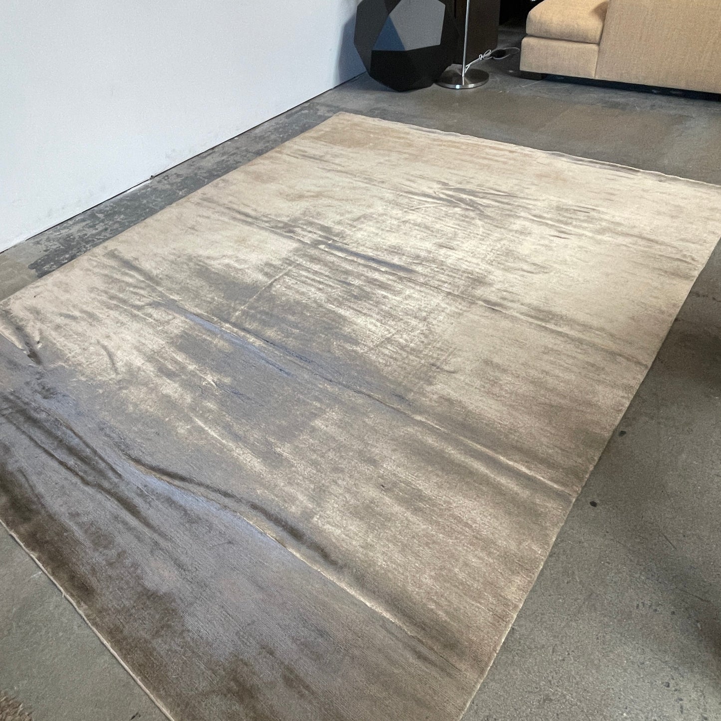 Tapis beige en pure soie de banane Delinear 8'X10'