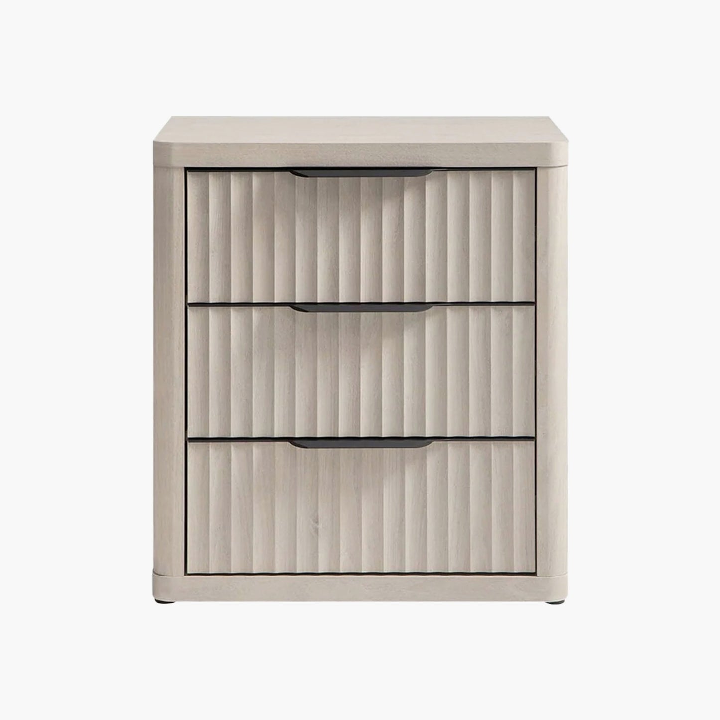 Cas 3 Drawers Nightstand with Black Handle