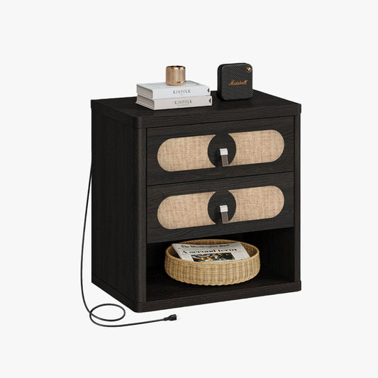 Black Nightstand with Drawer,24Inch