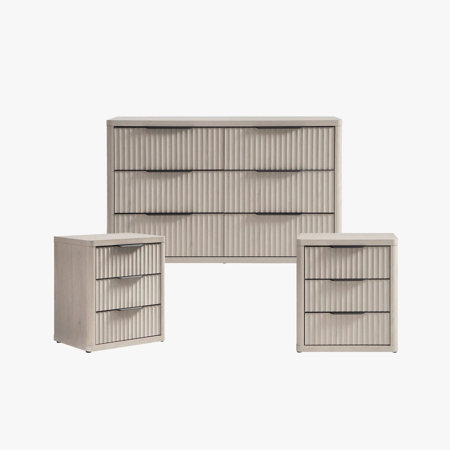 Cas 6 Drawers Dresser and 3 Drawers Nightstands Set for Bedroom