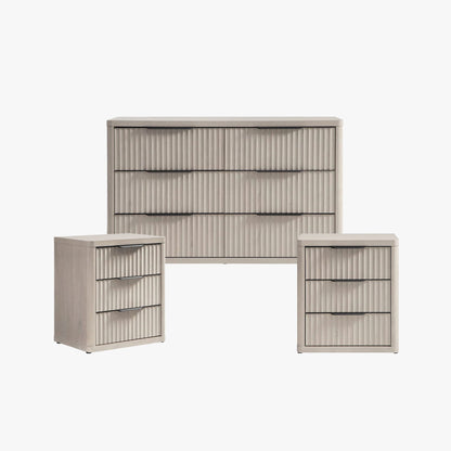 Cas 6 Drawers Dresser and 3 Drawers Nightstands Set for Bedroom