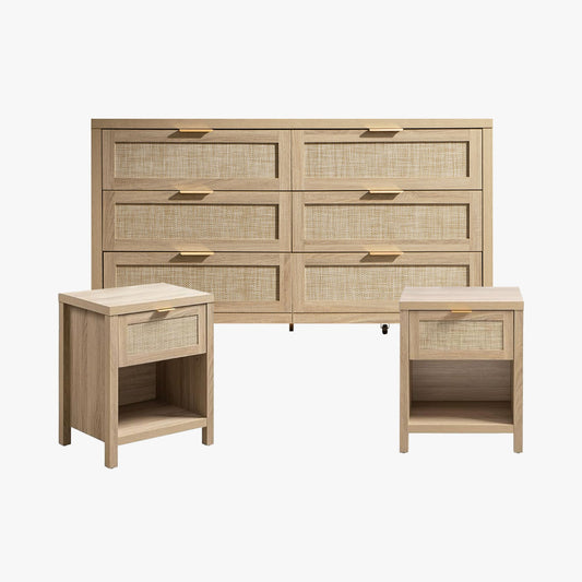 Savanna Nightstand and 6-Drawers Dresser Set