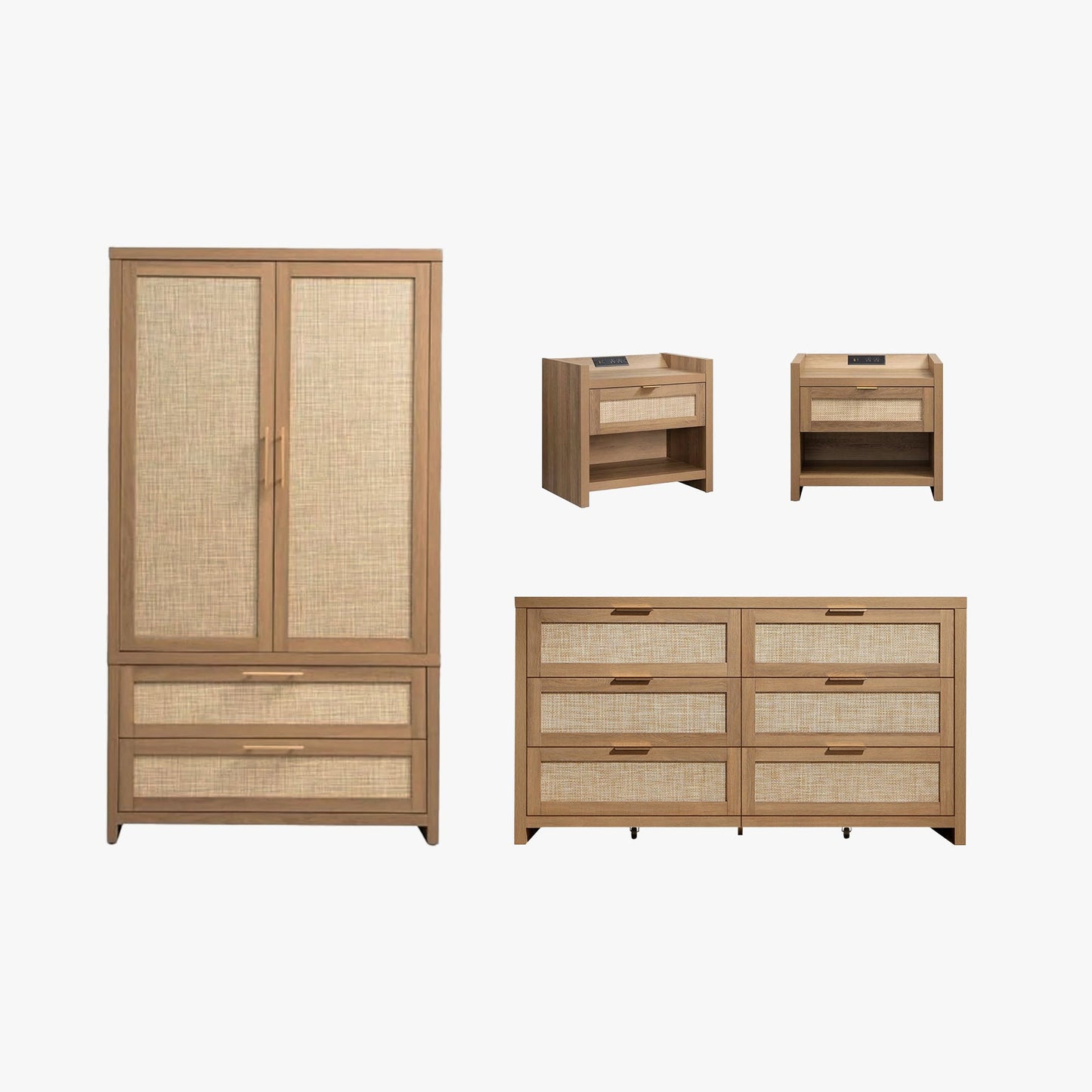 Savanna Dresser, Wardrobe and Night Tables with Charger Set