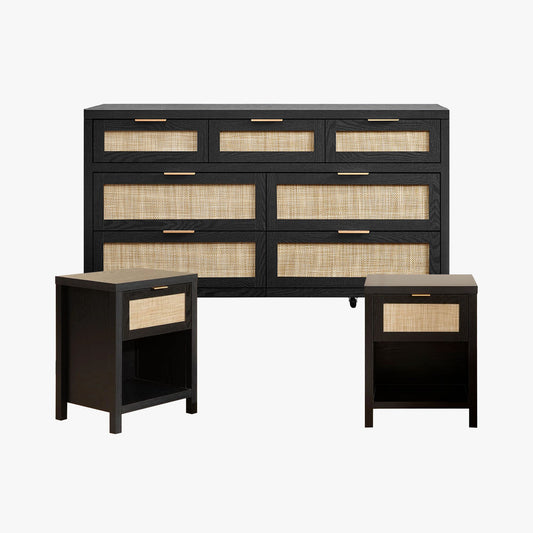 Savanna Nightstands and 7 Drawers Dresser Set