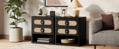 Black Nightstand with Drawer,24Inch