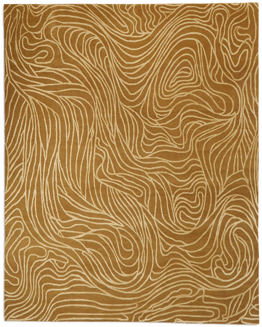 Tapis en soie et laine Waves Saffron 8'X10'